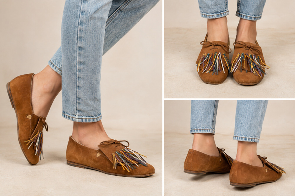 Mare Italian Made Brown Leather Loafers Fringe Kiltie Flat EU37 US7 Boho Western
